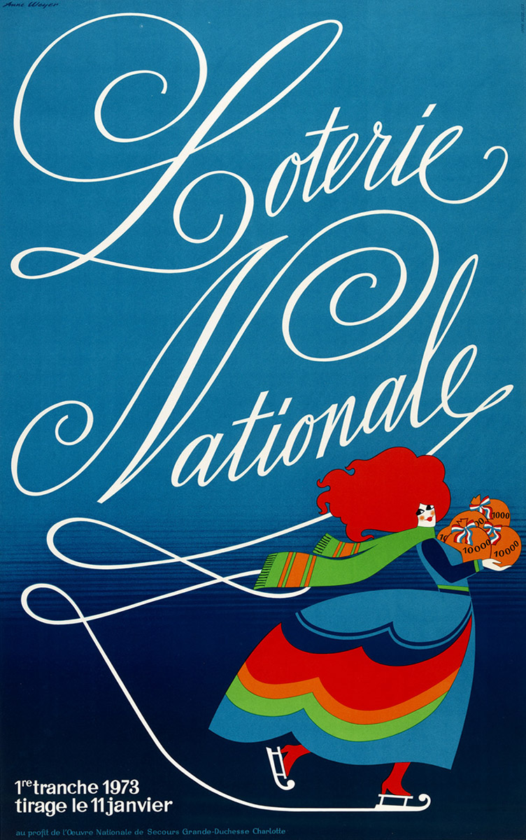 Affiche Plakat Loterie Nationale de Luxembourg Anne Weyer 1973
