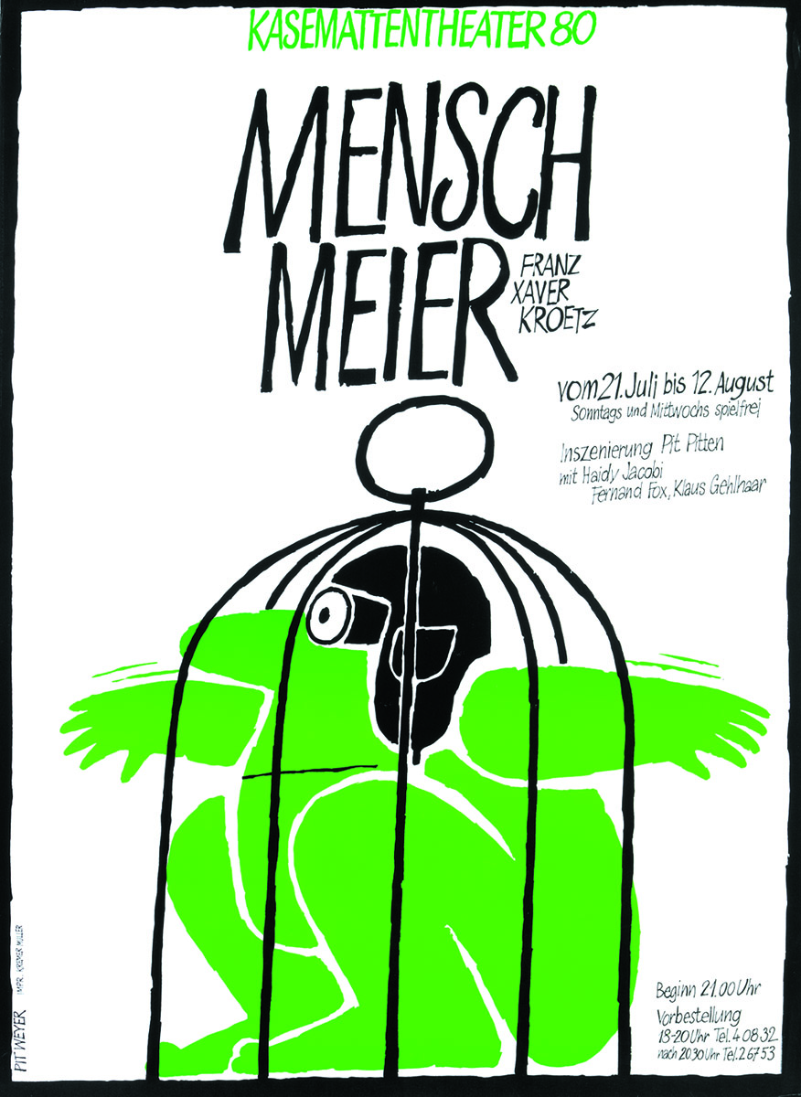 Affiche Plakat Mensch Meier von Franz Xaver Kroetz 1980 Kasemattentheater théâtre des casemates - Pit Weyer