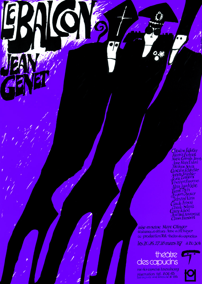 Affiche Plakat 1987 LE BALCON de Jean Genet Théâtre des Capucins Pit Weyer
