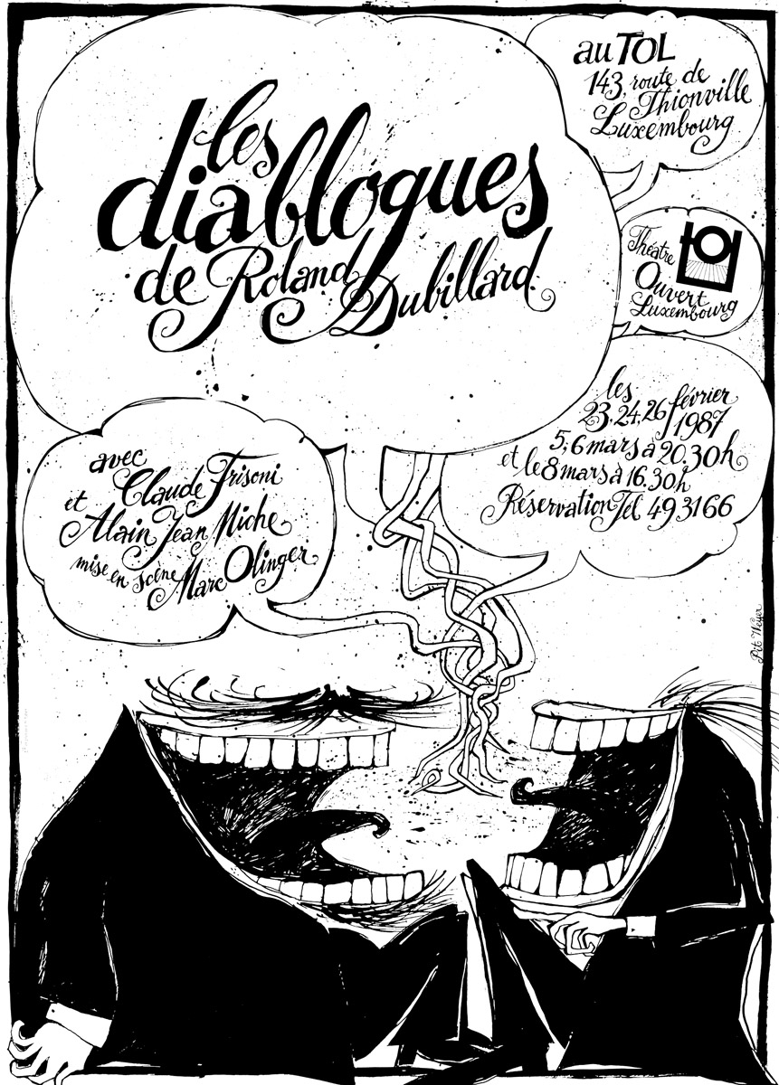 Affiche Plakat 1987 Les Diablogues de Roland Dubillard Théâtre Ouvert Luxembourg Pit Weyer