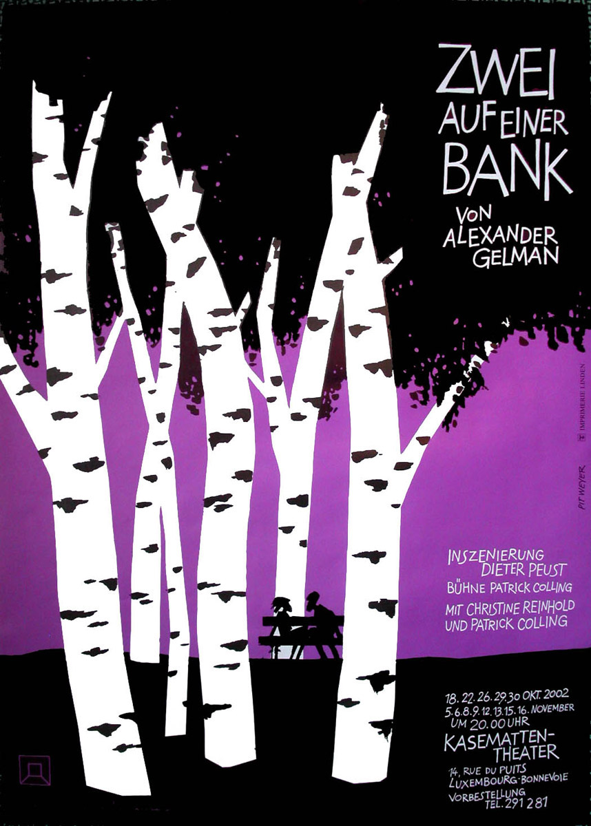 Affiche Plakat Kasemattentheater Zwei auf einer Bank 2002 Pit Weyer