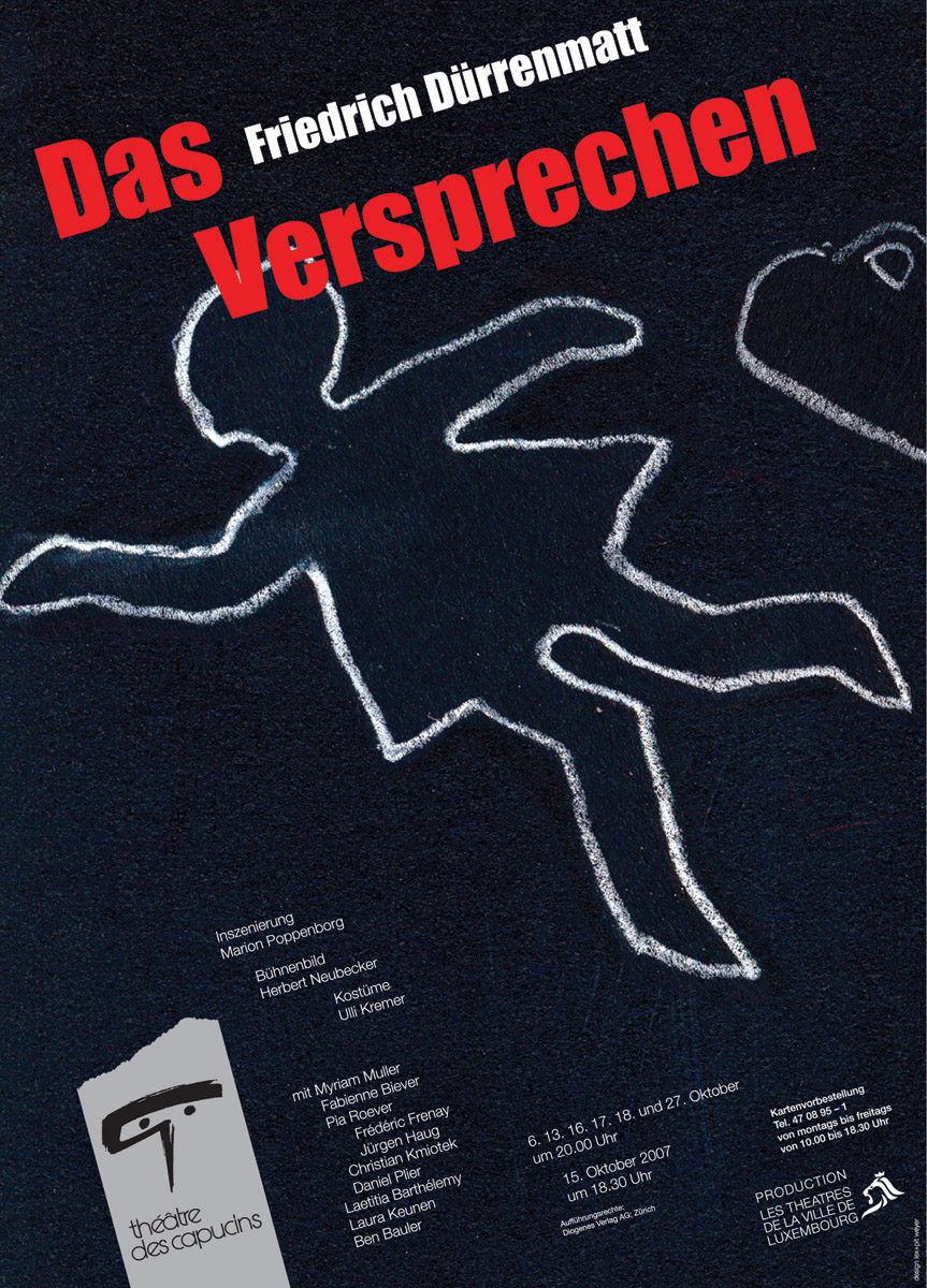 Affiche Plakat Théâtre des Capucins 2007 Das Versprechen von Dürrenmatt Lex & Pit Weyer