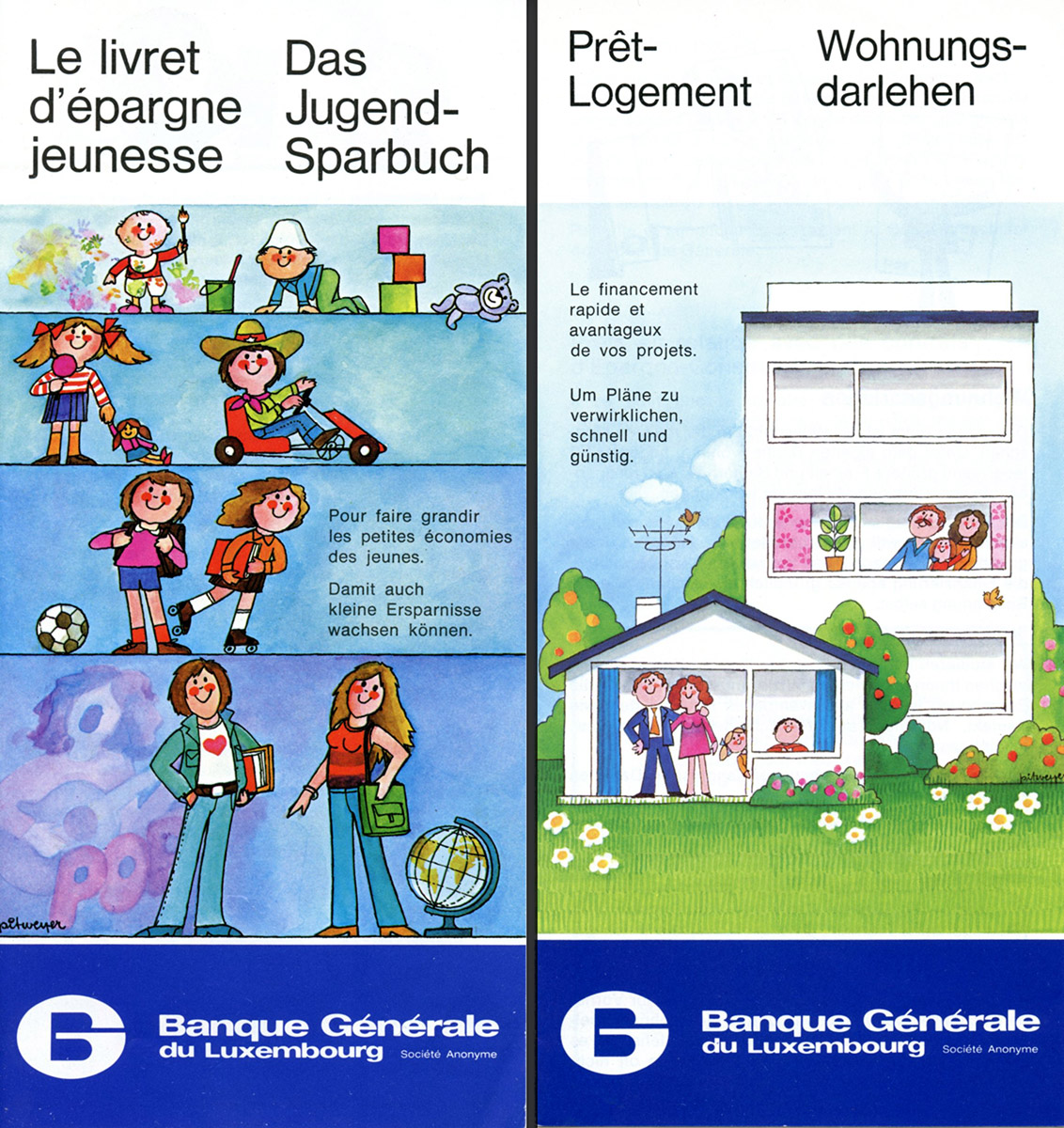 Dépliants BGL Banque Générale de Luxembourg Lex & Pit Weyer