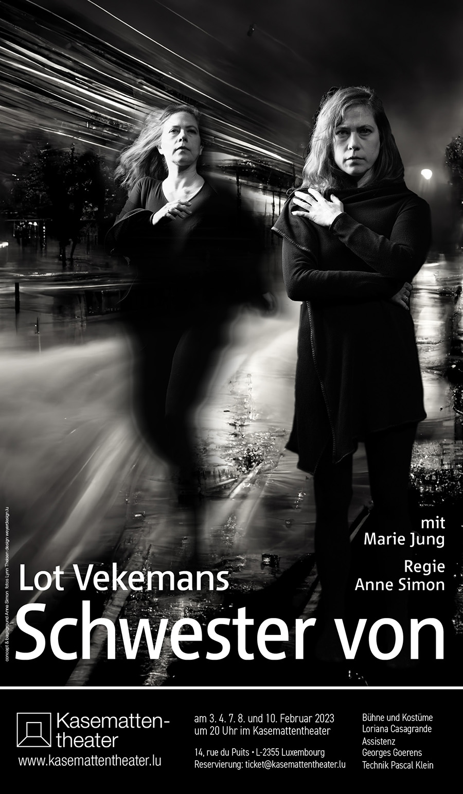 Plakat Affiche Kasemattentheater SCHWESTER VON - Lot Vekemans 202-24 mit Marie Jung Regie Anne Simon