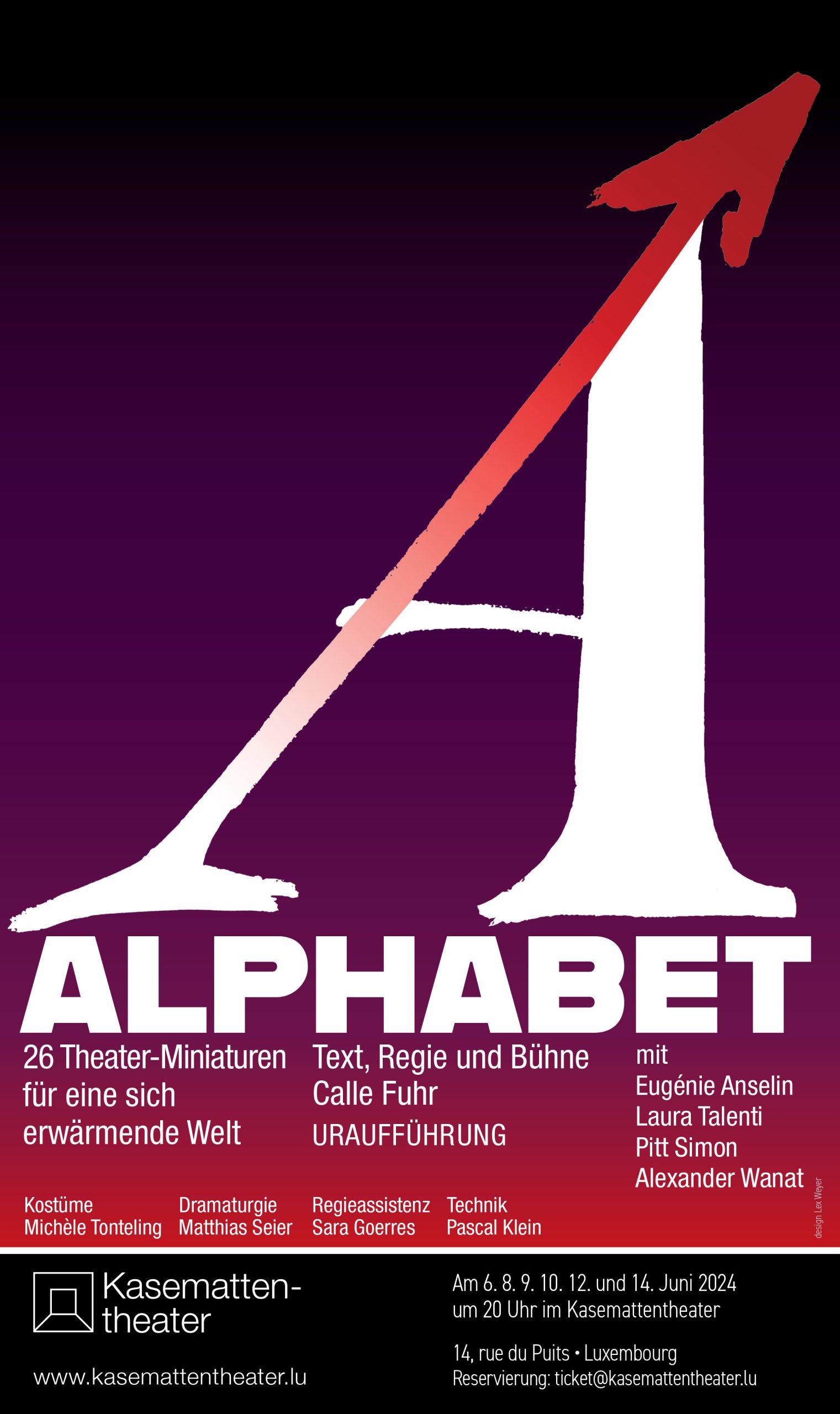 Plakat Affiche Kasemattentheater ALPHABET Calle Fuhr 2024 Luxemburg